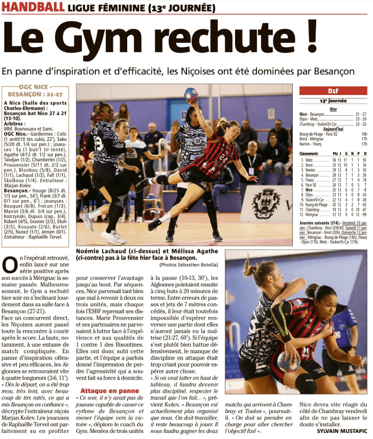OGCN Handball Le Gym recrute