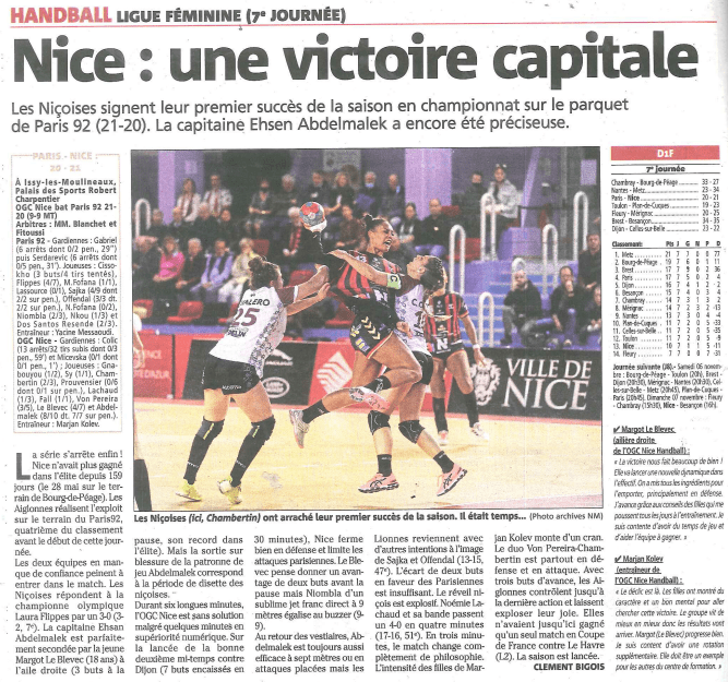OGCN Handball Nice une victoire capitale