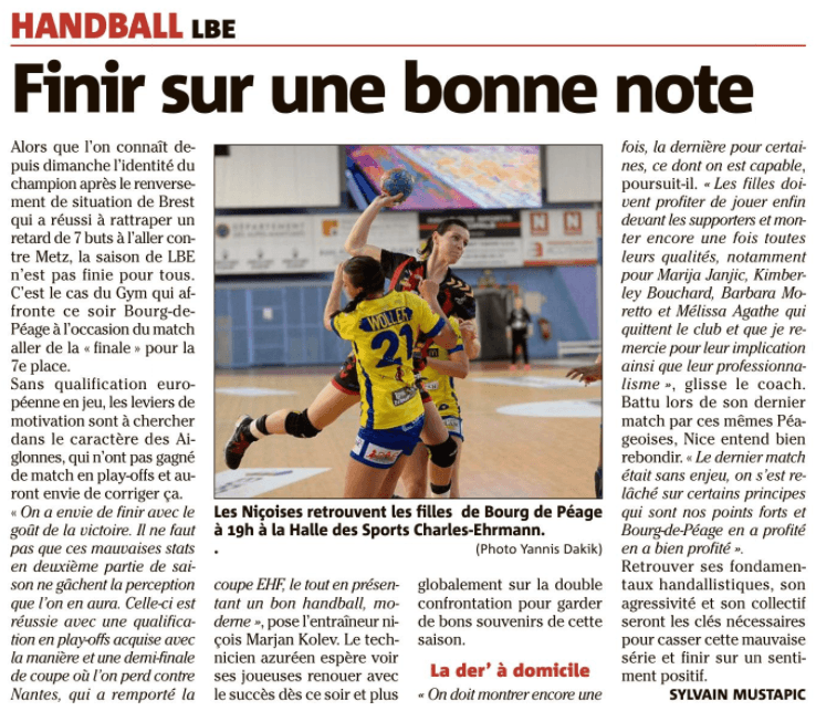 OGCN Handball Finir sur une bonne note