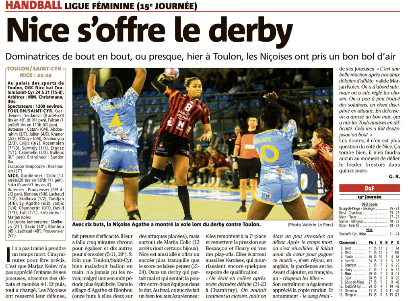 OGCN Handball S'offre le derby