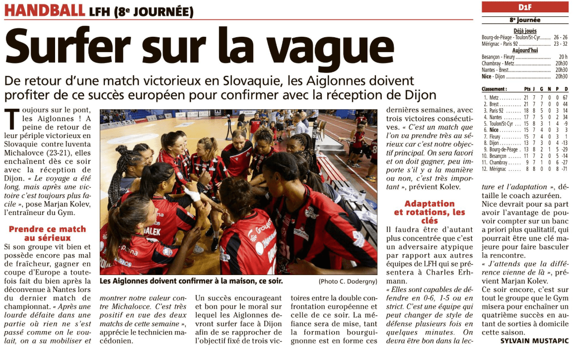 OGCN Handball Surfer sur la vague