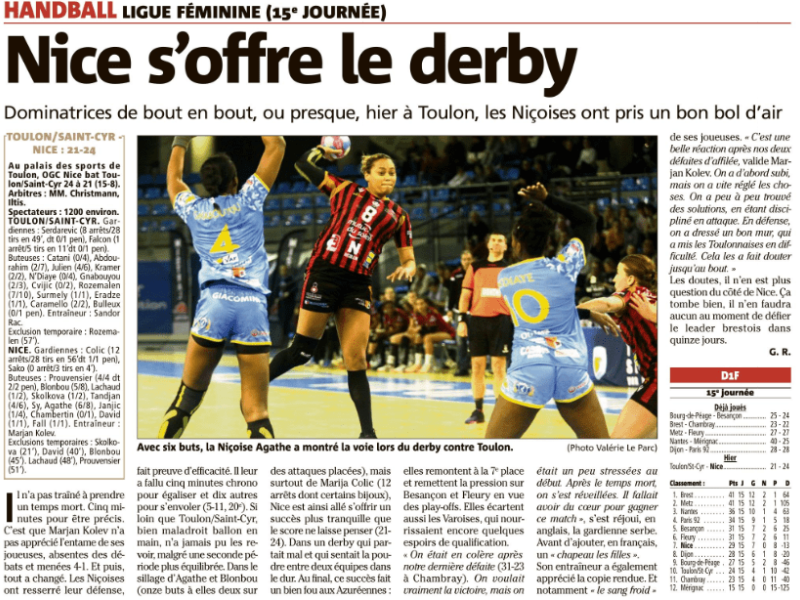 OGCN Handball S'offre le derby