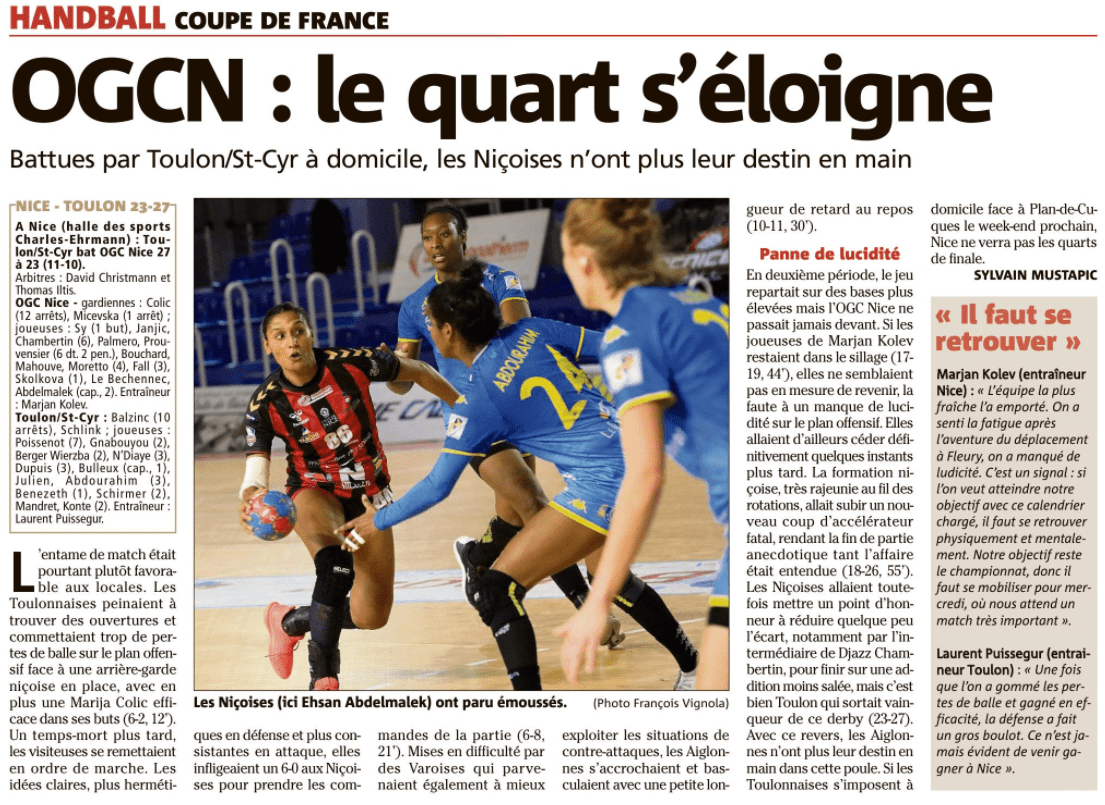 OGCN Handball Le quart s'éloigne