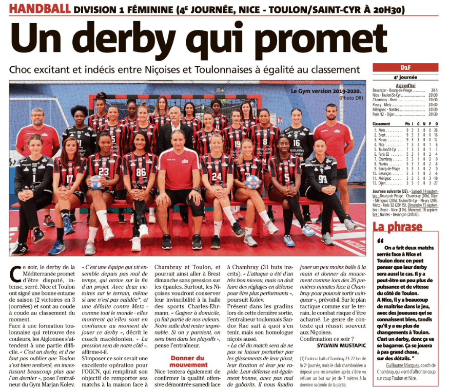 OGCN Handball Un derby qui promet