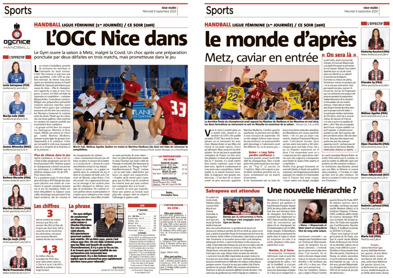 OGCN Handball Dans le monde d'après