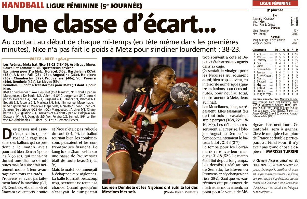 OGCN Handball Une classe d'écart