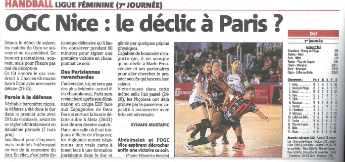 OGCN Handball Le déclic à Paris