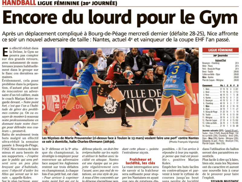 OGCN Handball Encore du lourd