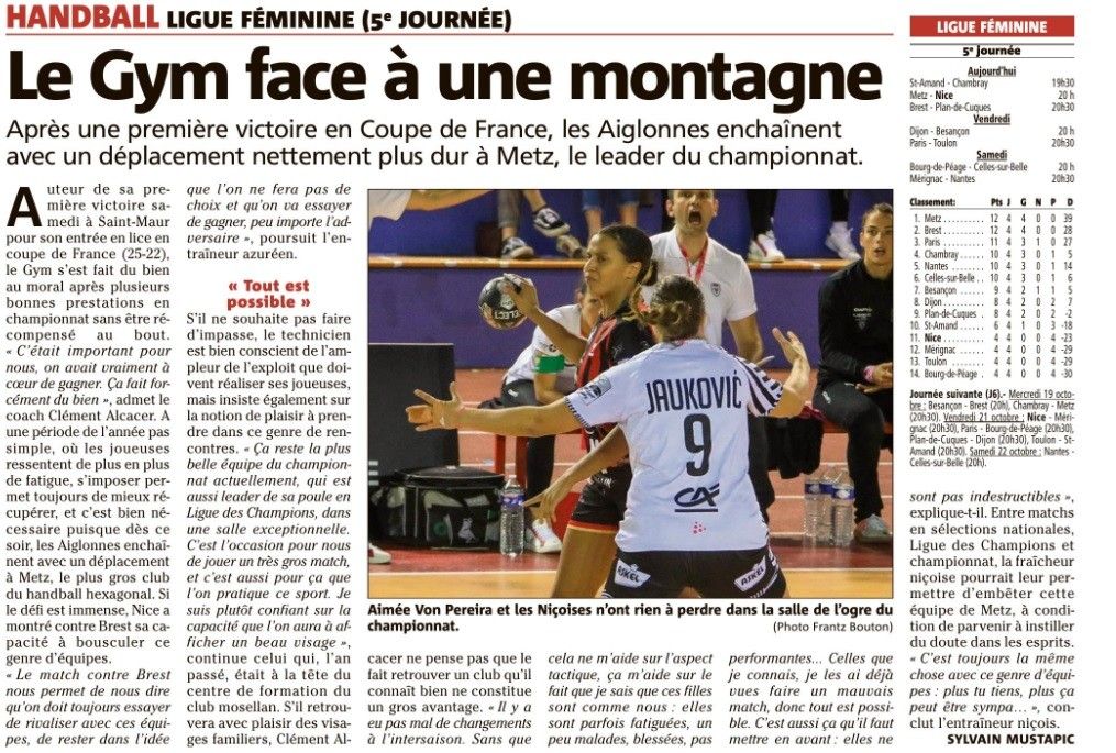 OGCN Handball Le Gym face à une montagne