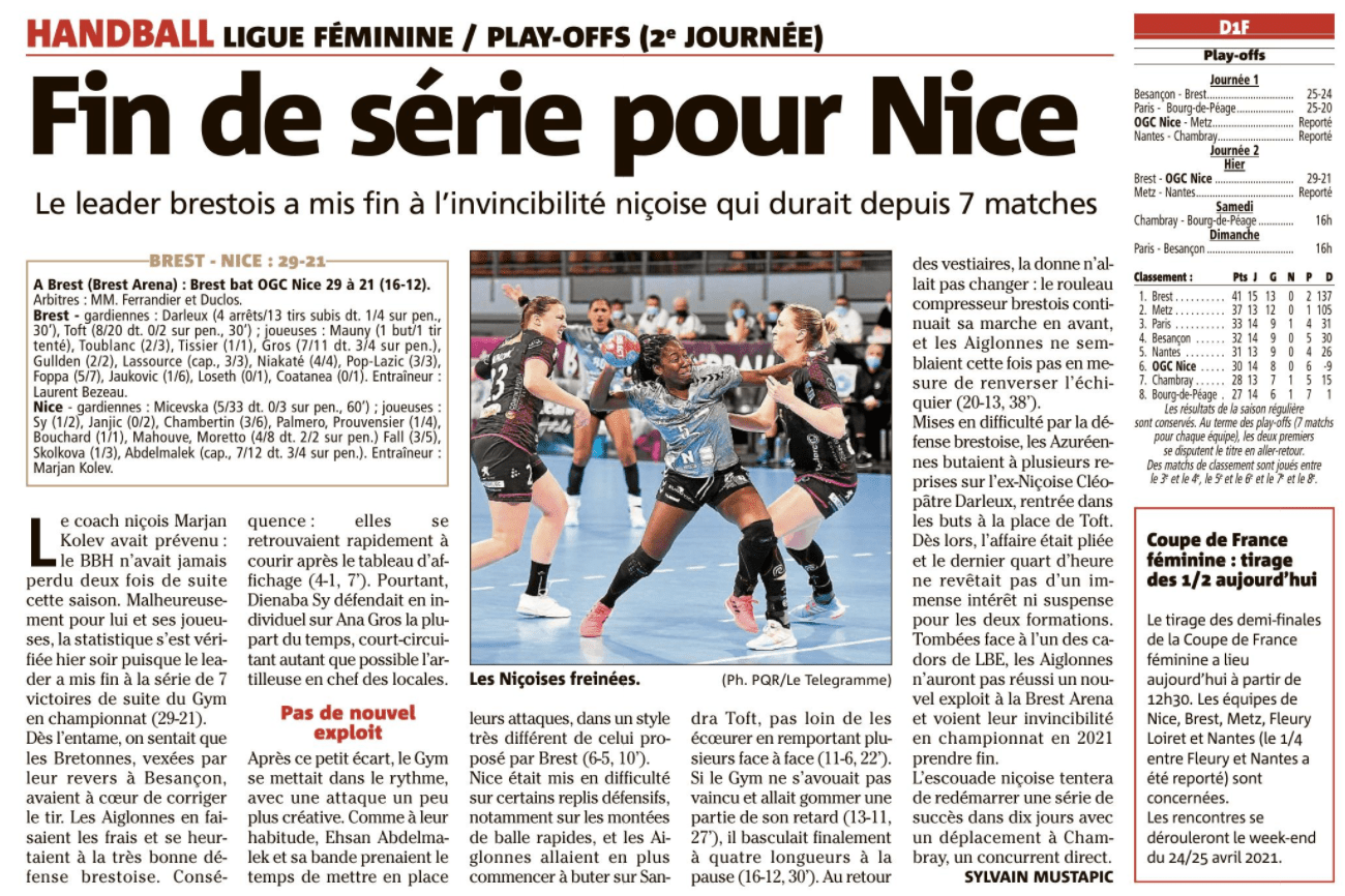 OGCN Handball Fin de série pour Nice