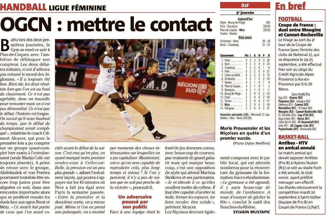 OGCN Handball Mettre le contact