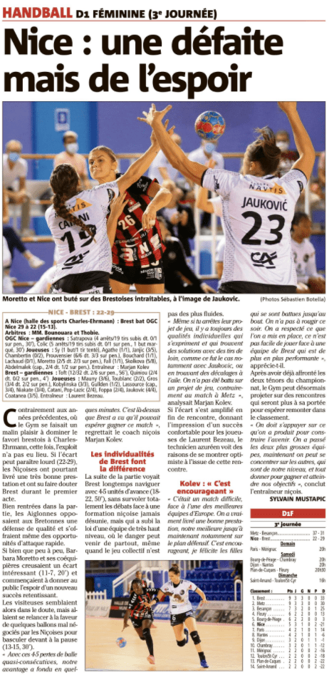 OGCN Handball Une défaite mais de l'espoir