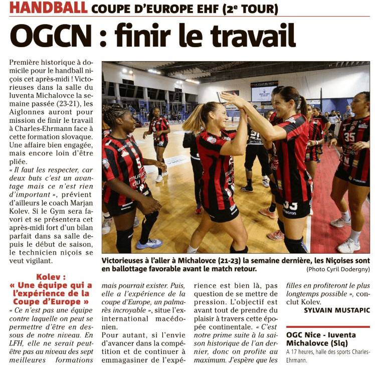 OGCN Handball Finir le travail